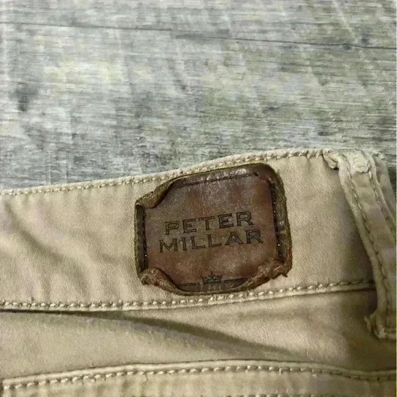 Peter Millar Brown Khaki Flat Front Chino Pants Size 42x27 Luxury Golf Business